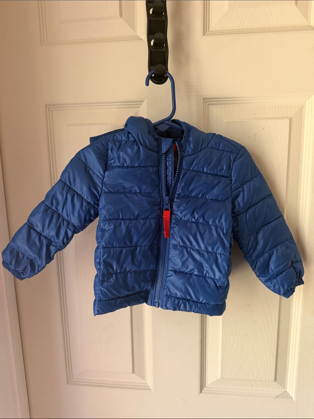 Primary Bright Blue Lightweight Puffer Jacket with Red Zip Pull